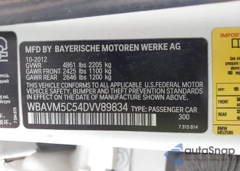 2013 BMW X1 xDrive35I z USA, uszkodzony, nr VIN WBAVM5C54DVV89834